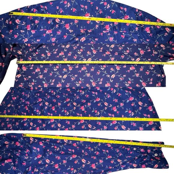 Alan Flusser Shirt Men’s XXL Blue Pink Button Up Floral Long Sleeve EUC - Picture 9 of 10